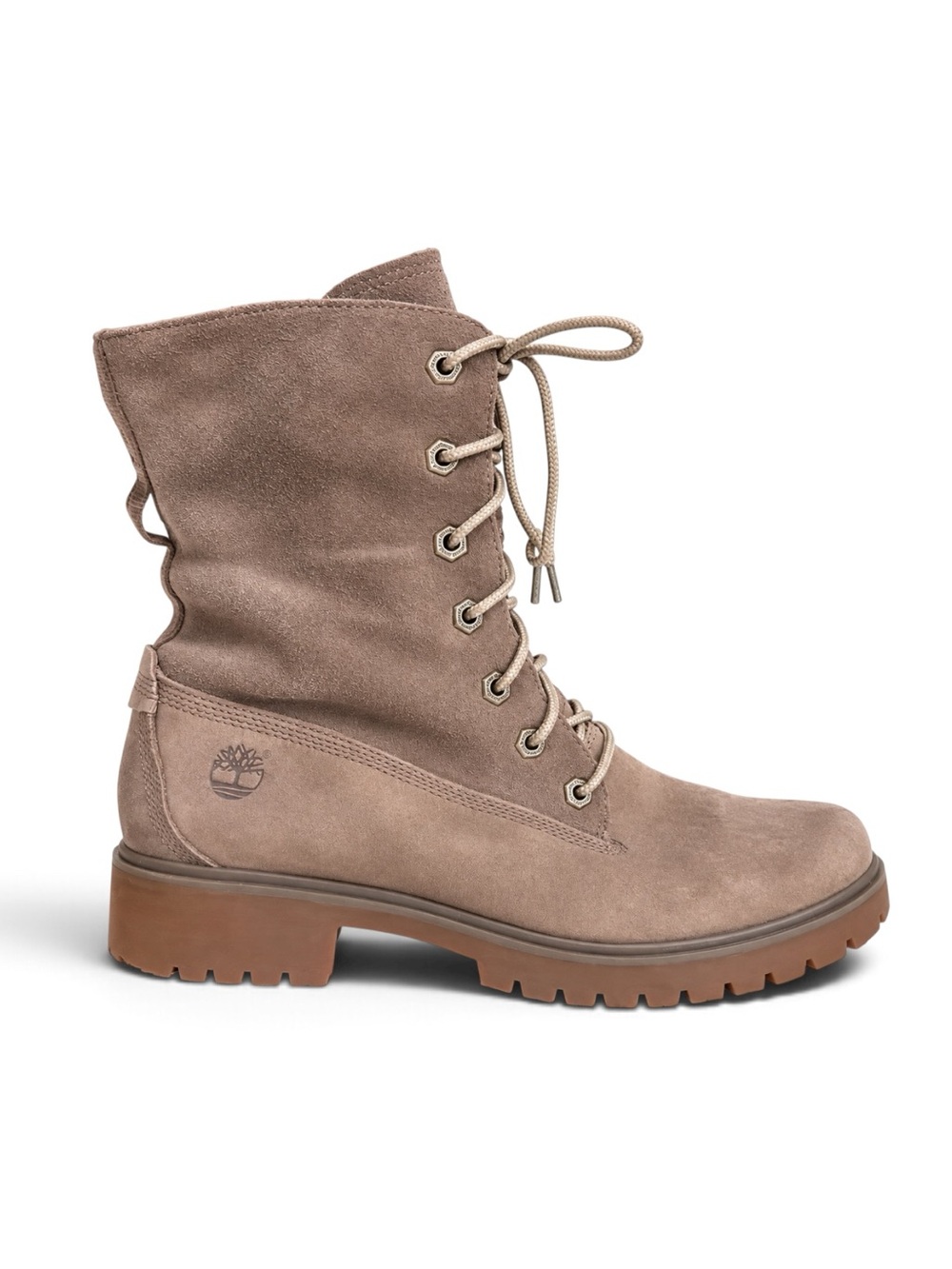 Timberland Lace-Up Shearling Lined Lug Sole Boots Tan Taupe Brown 9